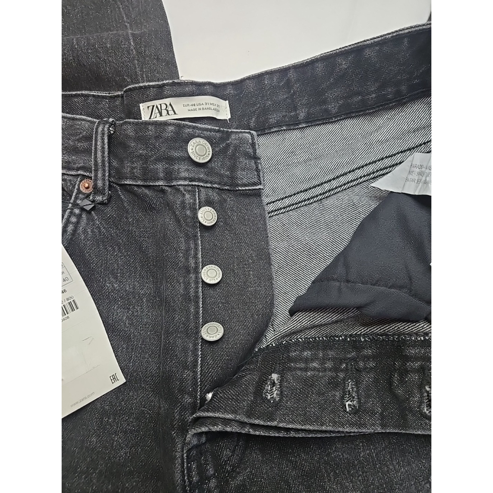 Zara Bliss Mom Jeans Size 31 High Waist Button Fly Cropped 100% Cotton NWT - Picture 9 of 11